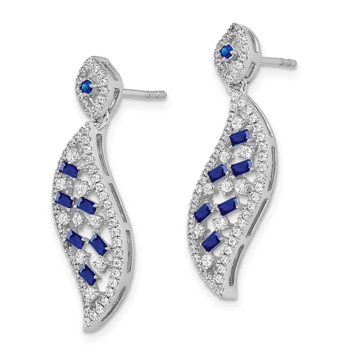 Earrings Goldia 14k White Gold Sapphire and Real Diamond Wave Post Earrings