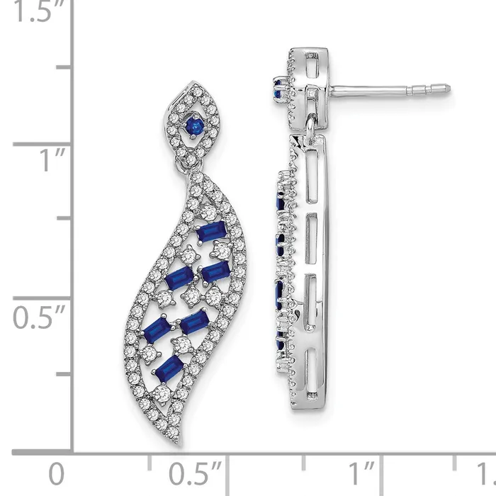Earrings Goldia 14k White Gold Sapphire and Real Diamond Wave Post Earrings