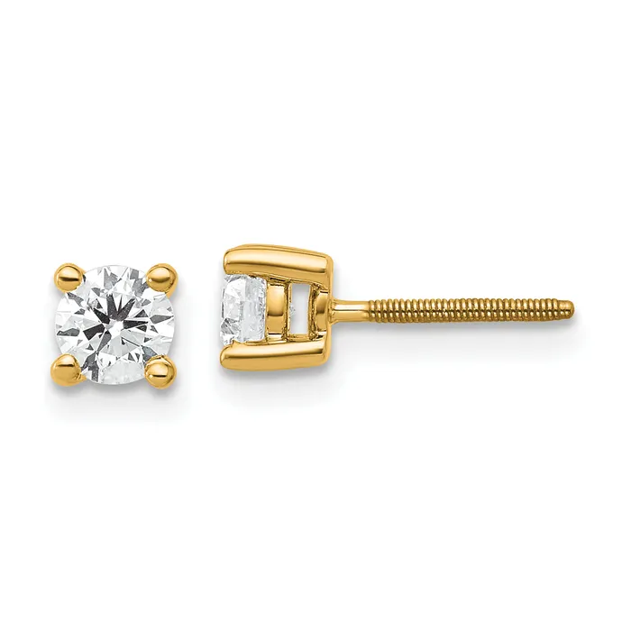 Earrings Goldia 14k Yellow Gold 12 ctw Certified Lab Grown Diamond VSSI G Round 4 Prong Heavy Wt Screwback Stud Earrings