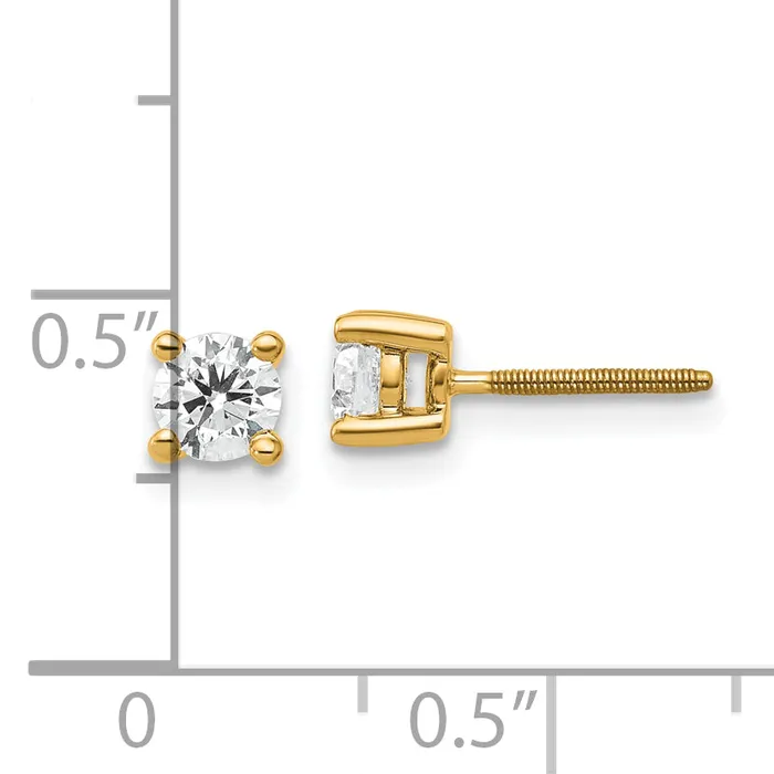 Earrings Goldia 14k Yellow Gold 12 ctw Certified Lab Grown Diamond VSSI G Round 4 Prong Heavy Wt Screwback Stud Earrings