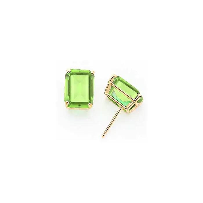 Earrings Goldia 14k Yellow Gold 10x8mm Emerald Cut Peridot Earrings