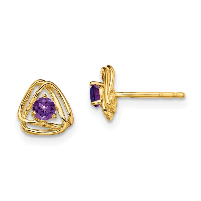 Earrings Goldia 14k Yellow Gold Amethyst Post Earrings
