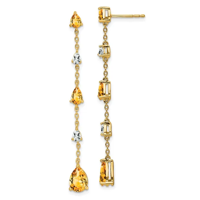 Earrings Goldia 14k Yellow Gold Citrine and White Topaz Dangle Earrings