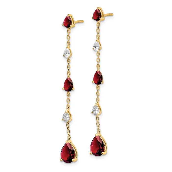 Earrings Goldia 14k Yellow Gold Garnet and White Topaz Dangle Earrings