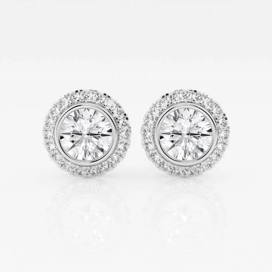 Earrings Original Brilliant Diamond 14KT White Gold 2 38 cttw RoundCut Lab Grown Diamond Bezel Set Halo Stud Earrings for Women FGVSSI GSI JMS always