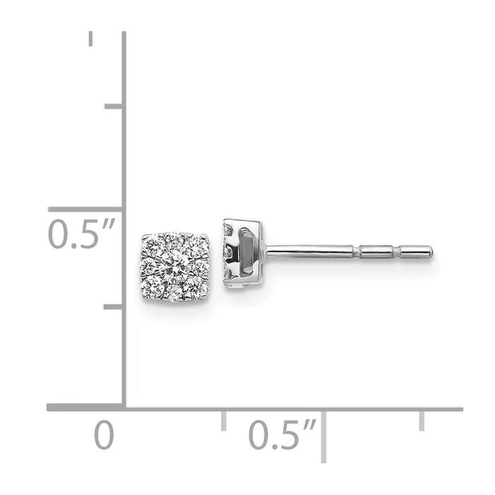 Earrings Solid 14k White Gold Simulated CZ Cluster Post Earrings Goldia