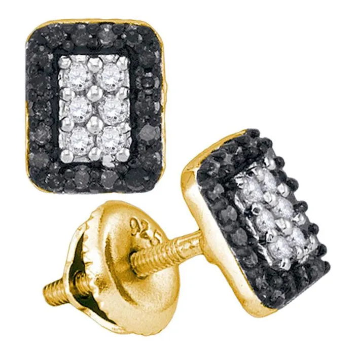gndatlanta 10k Yellow Gold Round Black Diamond Cluster Earrings 13 Cttw Earrings gndatlanta 10k Yellow Gold Round Black Diamond Cluster Earrings 13 Cttw Earrings
