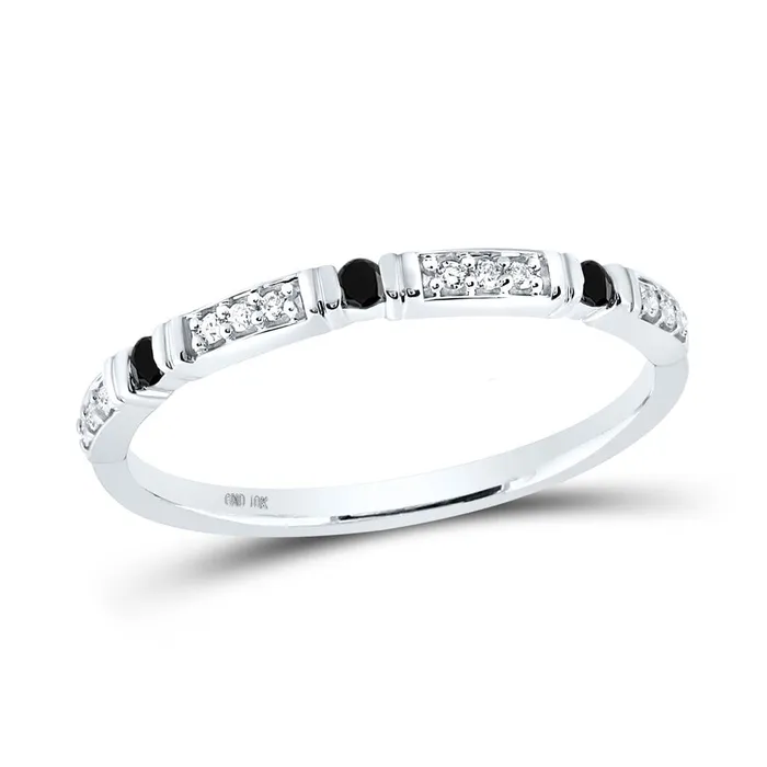 gndatlanta 14k White Gold Round Black Diamond Band Ring 110 Cttw Rings