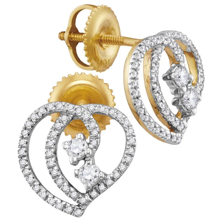 gndatlanta Earrings 10k Yellow Gold Round Diamond 2stone Earrings 14 Cttw gndatlanta Earrings 10k Yellow Gold Round Diamond 2stone Earrings 14 Cttw