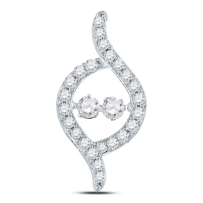 gndatlanta Necklaces 14kt White Gold Round Diamond Moving Twinkle 2stone Pendant 12 Cttw gndatlanta Necklaces 14kt White Gold Round Diamond Moving Twinkle 2stone Pendant 12 Cttw