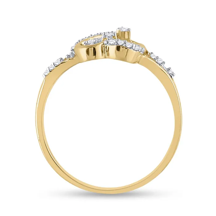 gndatlanta Rings 10k Yellow Gold Round Diamond Double Heart Promise Ring 16 Cttw
