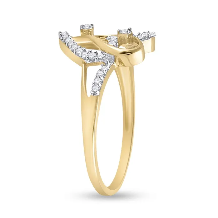 gndatlanta Rings 10k Yellow Gold Round Diamond Double Heart Promise Ring 16 Cttw