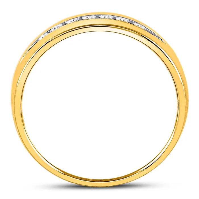 gndatlanta Rings 14k Yellow Gold Machine Set Round Diamond Wedding Channel Band Ring 14 Cttw