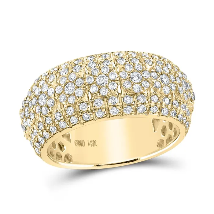gndatlanta Rings 14k Yellow Gold Round Diamond Luxury Lined Cluster Band Ring 214 Cttw gndatlanta Rings 14k Yellow Gold Round Diamond Luxury Lined Cluster Band Ring 214 Cttw