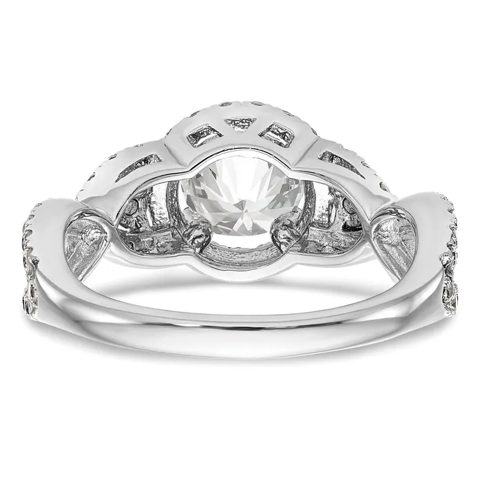 Goldia 075ct CZ Solid Real 14K White Gold Round Halo Engagement Ring Rings