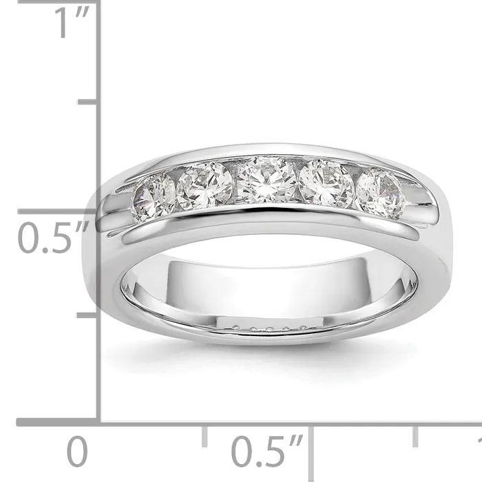 Goldia 100ct CZ Solid Real 14K White Gold 537mm Stone Channel Wedding Band Ring Rings