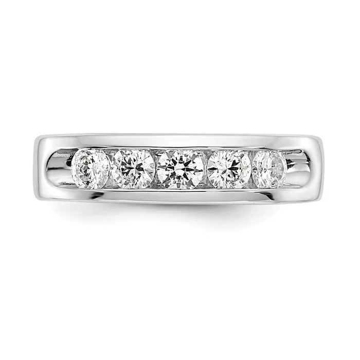 Goldia 100ct CZ Solid Real 14K White Gold 537mm Stone Channel Wedding Band Ring Rings