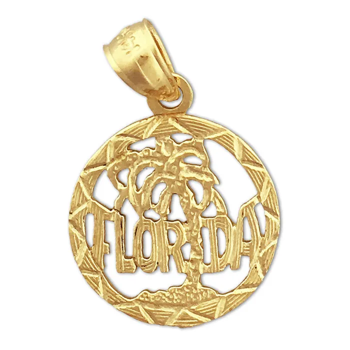 Goldia 14K Gold Florida in Circle Charm Charm Necklaces