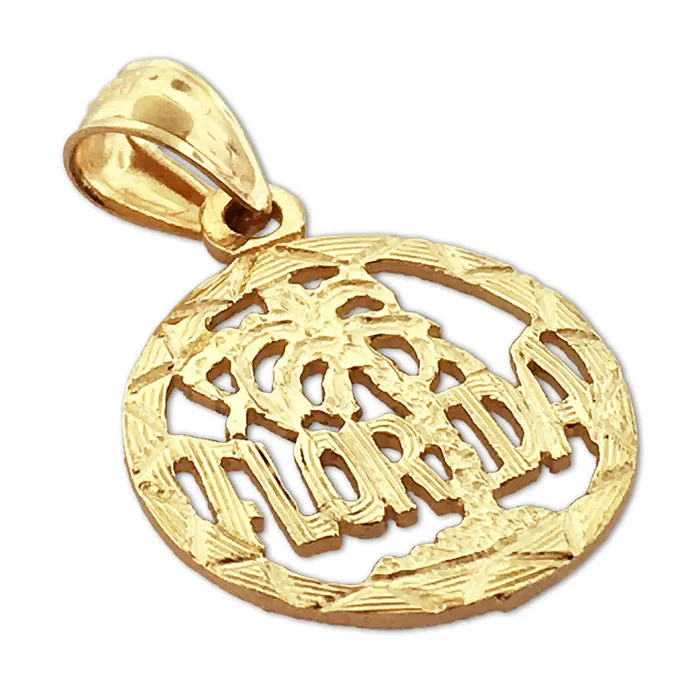 Goldia 14K Gold Florida in Circle Charm Charm Necklaces