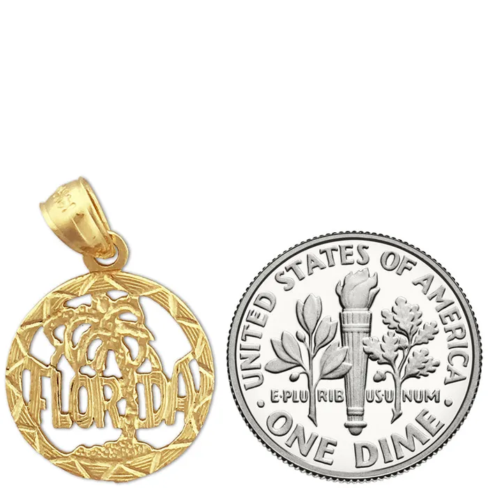 Goldia 14K Gold Florida in Circle Charm Charm Necklaces