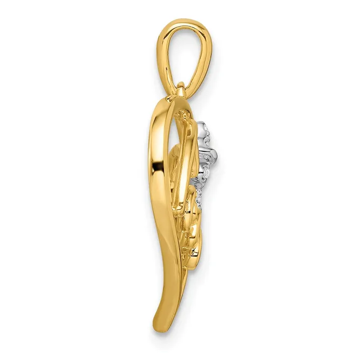 Goldia 14k TwoTone Gold Polished Heart with Bow Real Diamond Pendant Rings