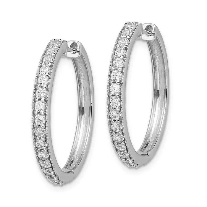 Goldia 14k White Gold Real Diamond Milgrain Hoop Earrings Earrings