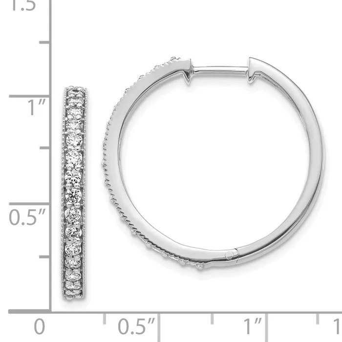 Goldia 14k White Gold Real Diamond Milgrain Hoop Earrings Earrings