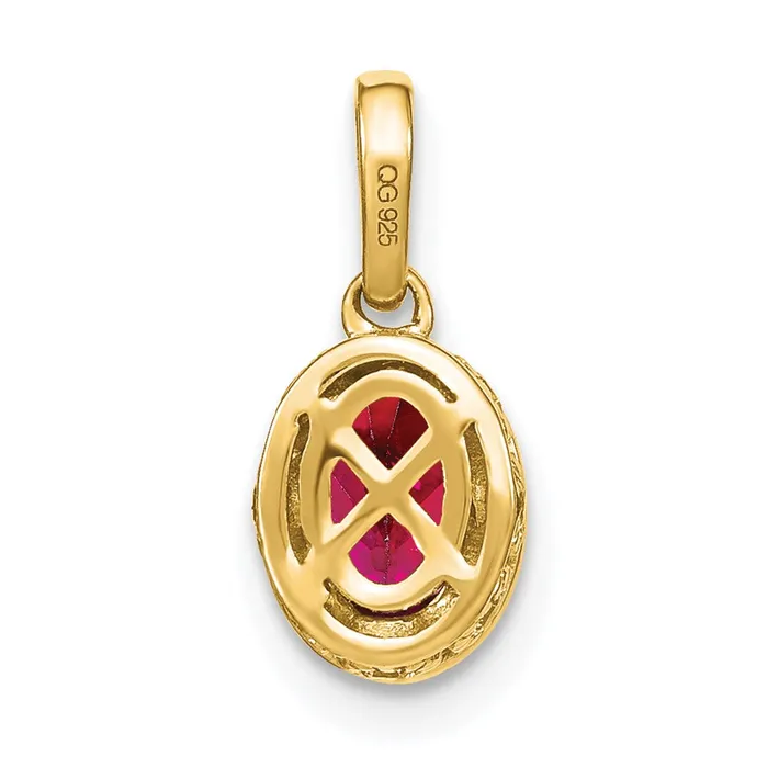 Goldia 14K Yellow Gold Oval Ruby and Real Diamond Pendant Necklaces
