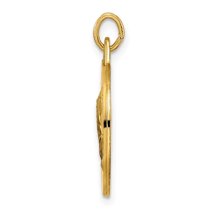 Goldia 14k Yellow Gold Polished and Satin Solid Praying Hands Disc Pendant Necklaces