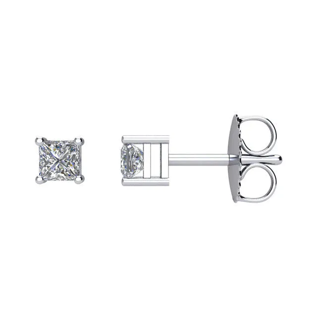 Goldia Certified 13 CTW Princess Cut Diamond Stud Earrings in 14k White Gold Earrings Goldia Certified 13 CTW Princess Cut Diamond Stud Earrings in 14k White Gold Earrings