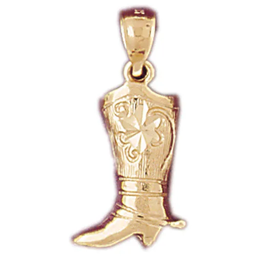 Goldia Charm Necklaces 14K Gold 16MM Cowboy Boot with Spur Charm