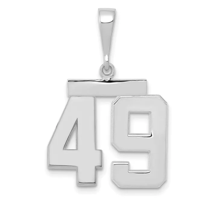 Goldia Charm Necklaces 14k White Goldw Medium Polished Number 49 Charm