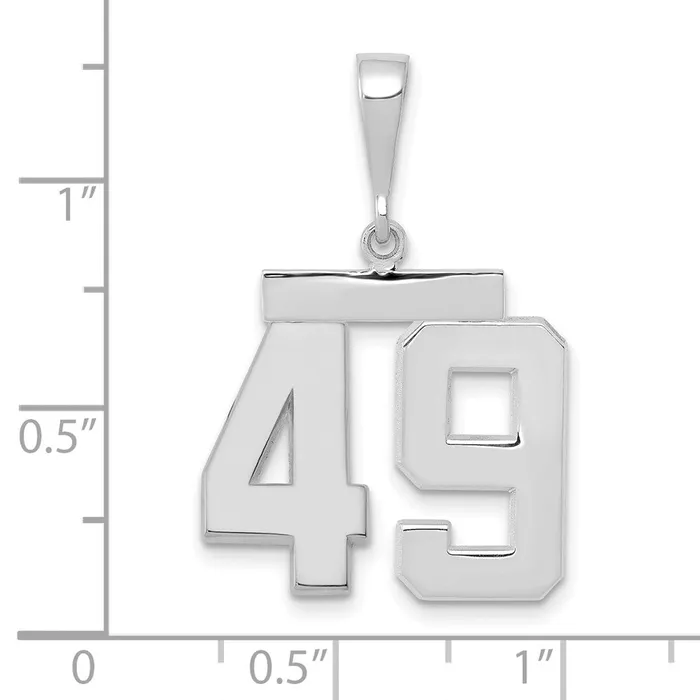 Goldia Charm Necklaces 14k White Goldw Medium Polished Number 49 Charm