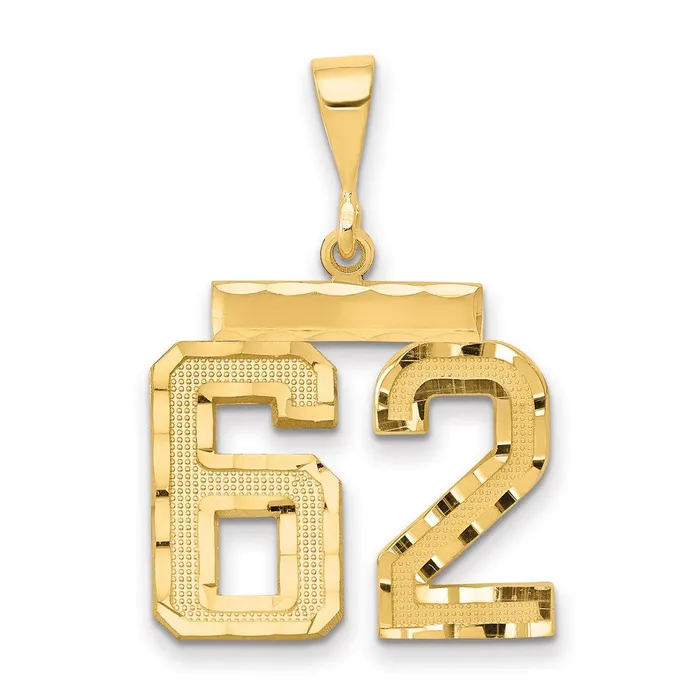 Goldia Charm Necklaces 14k Yellow Gold Medium Diamondcut Number 62 Charm