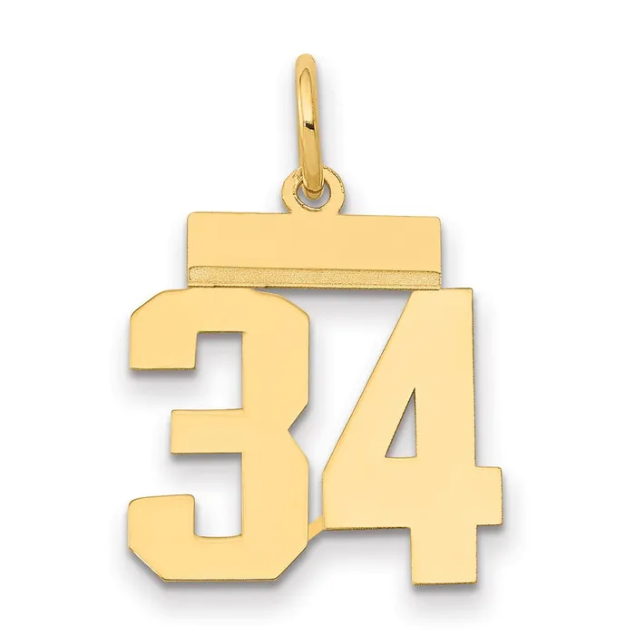 Goldia Charm Necklaces 14k Yellow Gold Small Polished Number 34 Charm