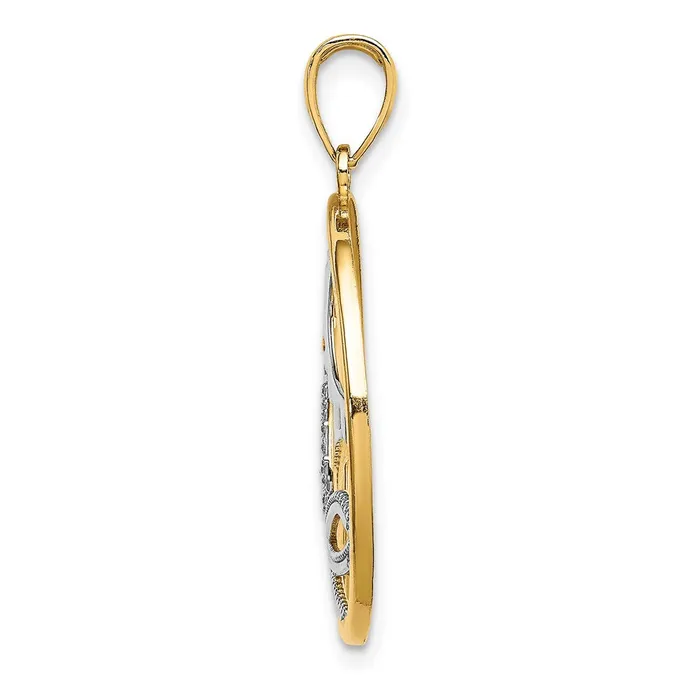 Goldia Charm Necklaces 14k Yellow Rhodium Gold wRhodium Sun Sailboat Water Seagulls Circle Charm
