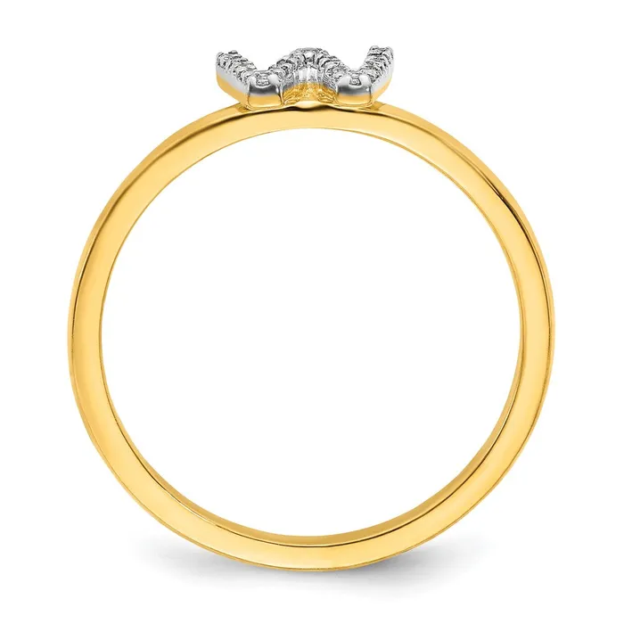 Goldiacom 14k Yellow Gold Real Diamond Initial W Ring Rings