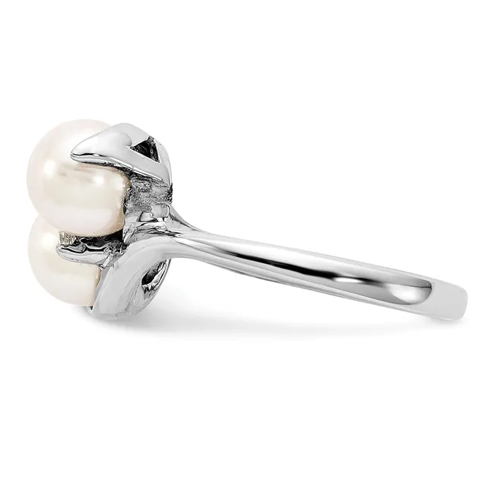 Goldiacom Rings 14k White Gold 6mm FW Cultured Pearl A Real Diamond ring