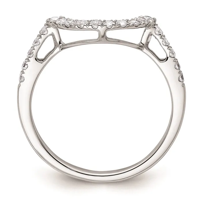 Goldiacom Rings 14k White Gold Real Diamond Contour Wedding Band