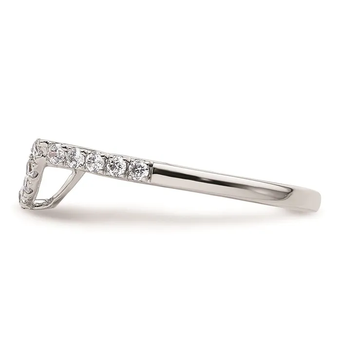 Goldiacom Rings 14k White Gold Real Diamond Contour Wedding Band