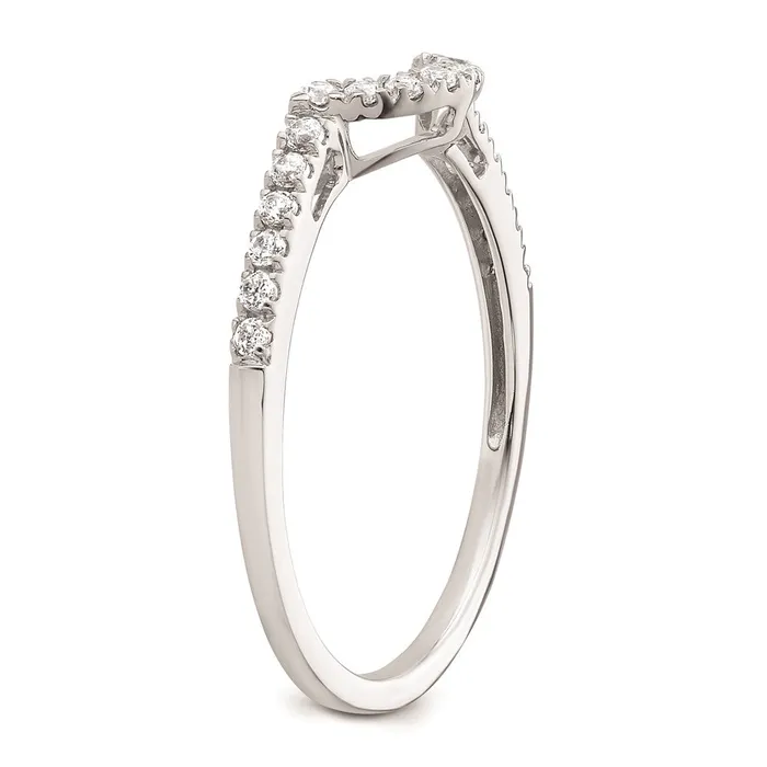 Goldiacom Rings 14k White Gold Real Diamond Contour Wedding Band