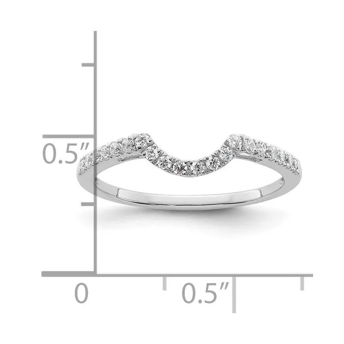 Goldiacom Rings 14k White Gold Real Diamond Contour Wedding Band