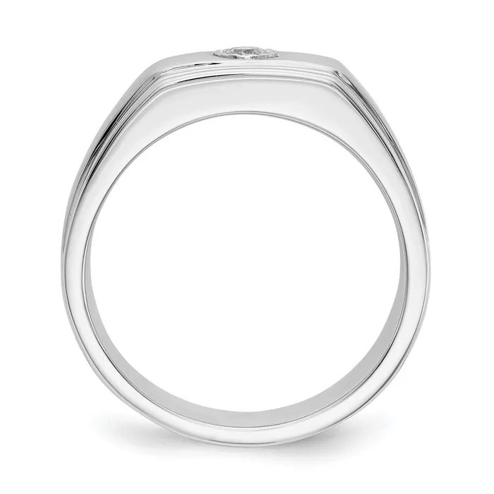 Goldiacom Rings 14k White Gold Real Diamond Mens Ring