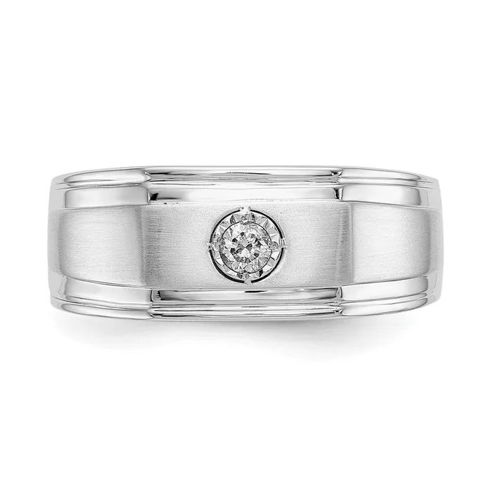 Goldiacom Rings 14k White Gold Real Diamond Mens Ring