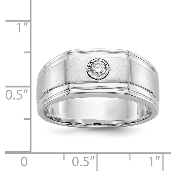 Goldiacom Rings 14k White Gold Real Diamond Mens Ring