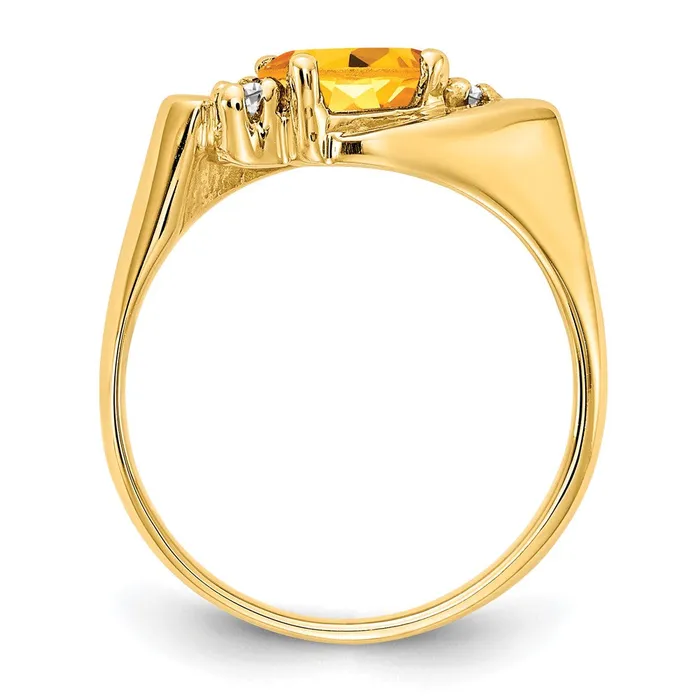 Goldiacom Rings 14K Yellow Gold 7x5mm Oval Citrine A Real Diamond ring