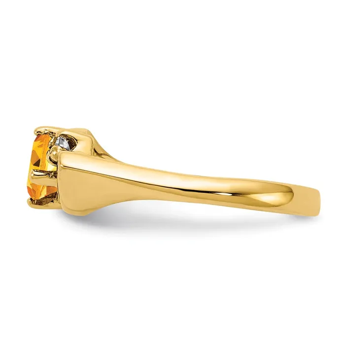 Goldiacom Rings 14K Yellow Gold 7x5mm Oval Citrine A Real Diamond ring