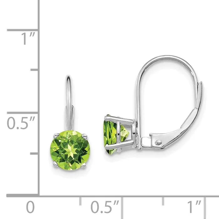 Goldia Earrings 14k White Gold 6mm Peridot Leverback Earrings