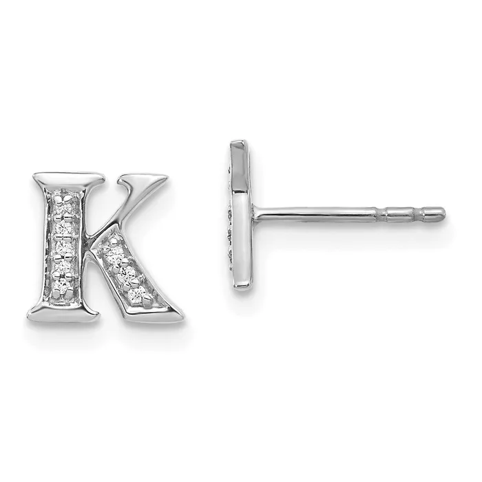 Goldia Earrings 14k White Gold Real Diamond Initial K Earrings
