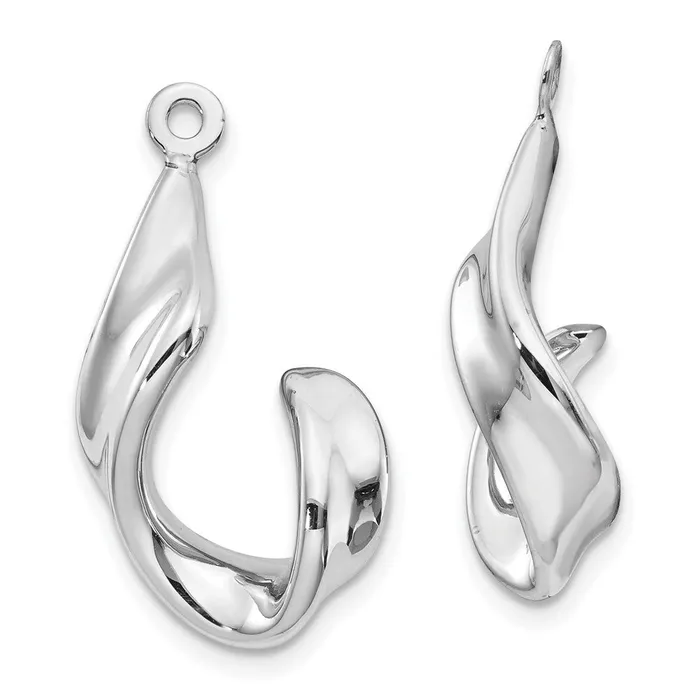 Goldia Earrings 14k White Gold Twisted J Earring Jackets